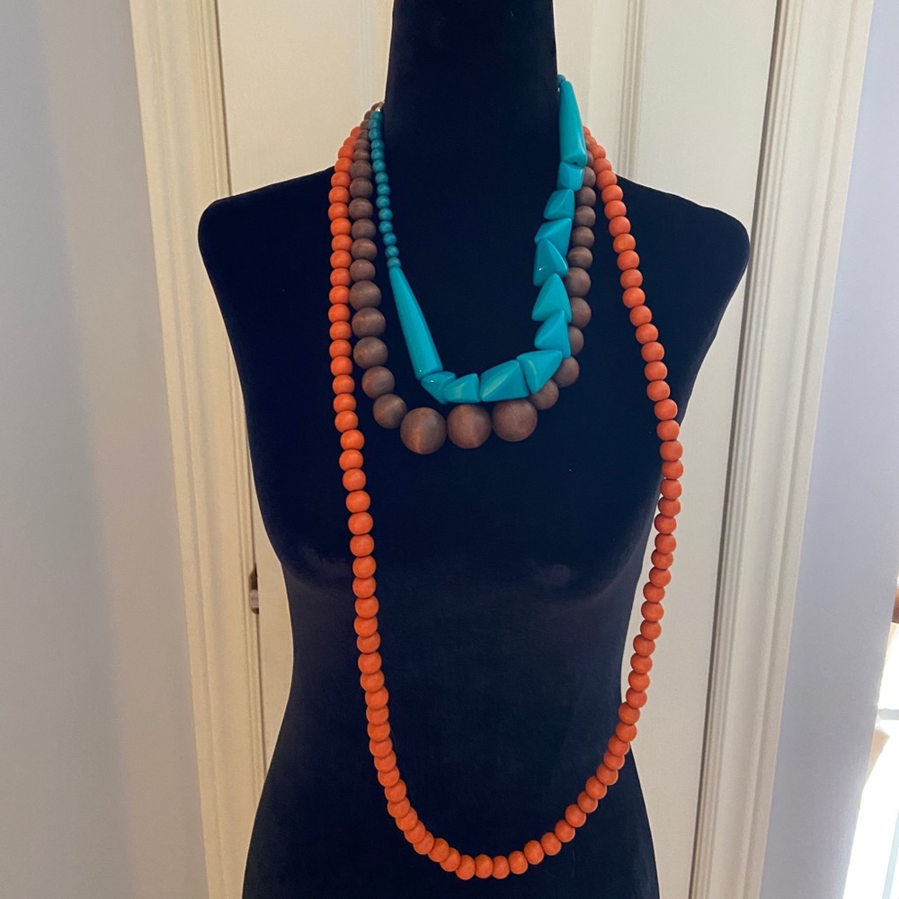Multi strand wood necklaces